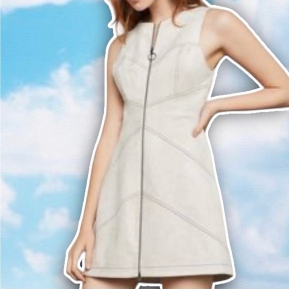 BCBGMAXAZRIA Alaina Faux Suede A-Line Zip Up Dress Mod Date Night Retro 60s - Picture 1 of 14